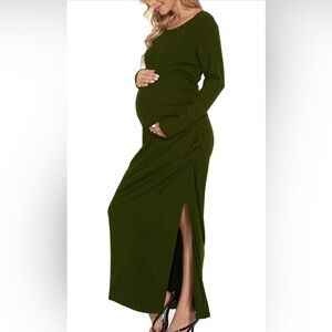 Elegant Olive Green Maternity Dress
